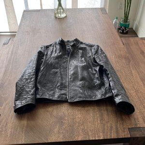 John Varvatos Crinkled Leather Jacket Indigo 50 EU